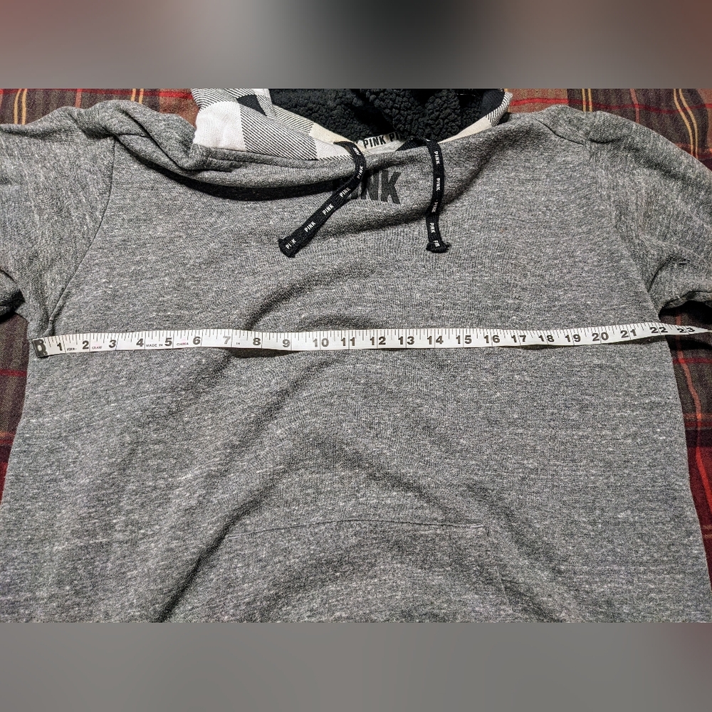 PINK Victoria's Secret Buffalo Check and Sherpa Lined Hood Hoodie Sweatshirt L - Picture 9 of 10